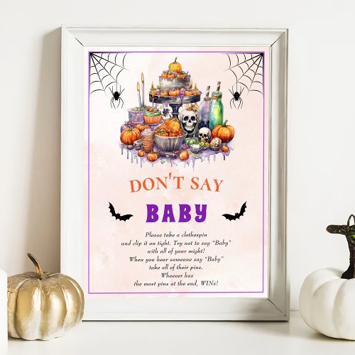 Halloween Dont Say Baby Baby Shower Game Poster