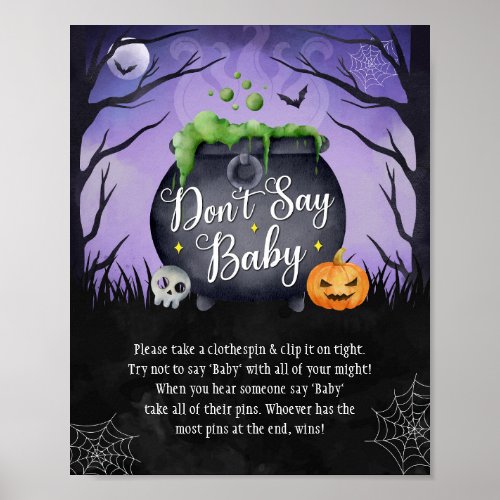 Halloween Dont Say Baby Baby Shower Game Sign