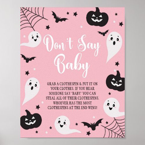 Halloween Dont Say Baby Baby Shower Poster Sign