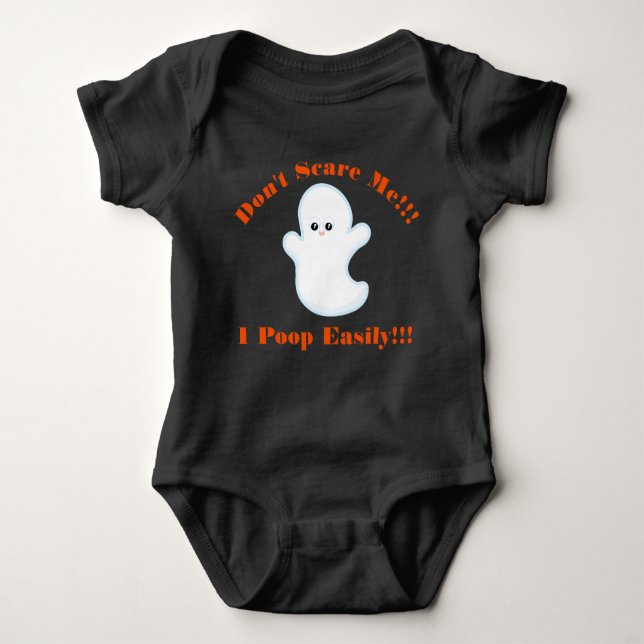 Halloween Don't Scare Me I Poop Easily Baby Outfit Baby Bodysuit (Front)