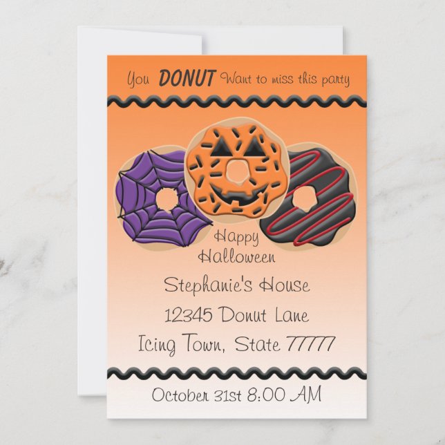Halloween Donut Birthday Party Bake 5x7 Invitation (Front)