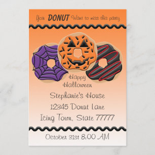 Halloween Donut Birthday Party Bake 5x7 Invitation