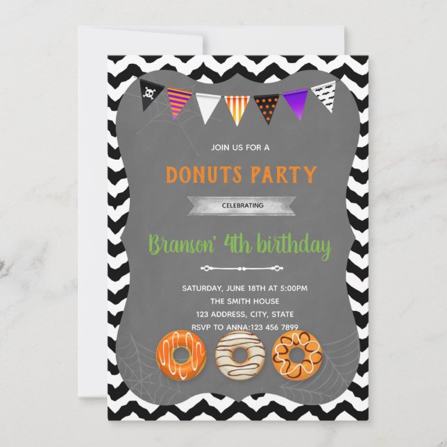 Halloween donut party Invitation (Front)