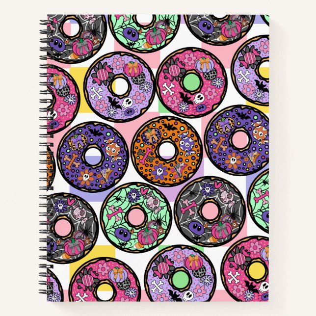  Halloween Donuts Pattern with Spooky Toppings  Notebook (Front)