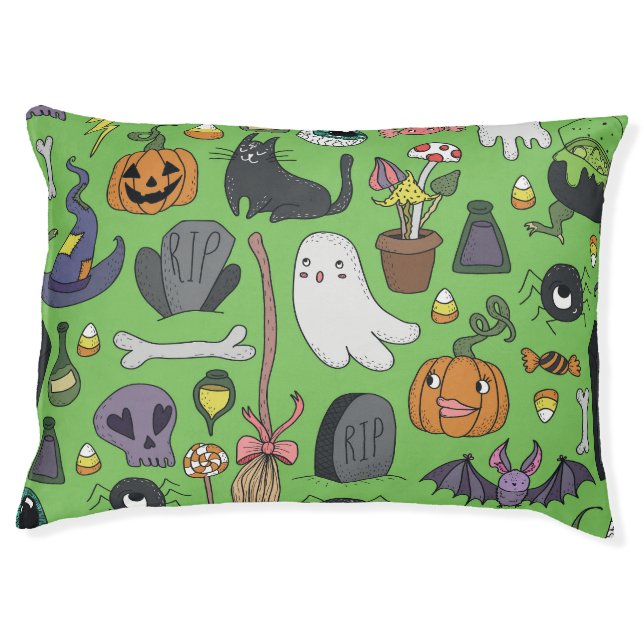 Halloween Doodle: Cute Seamless Concept Pet Bed (Front)