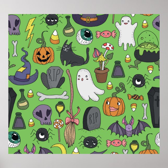 Halloween Doodle: Cute Seamless Concept Poster (Front)