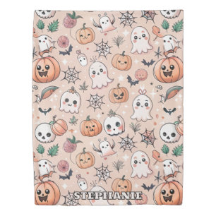 Halloween Doodle Pattern with Ghosts & Pumpkins 2 Duvet Cover