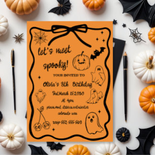 halloween doodle spooky season girls birthday invitation