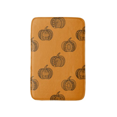 Halloween doodles boho mandala pumpkins Autumn Bath Mat