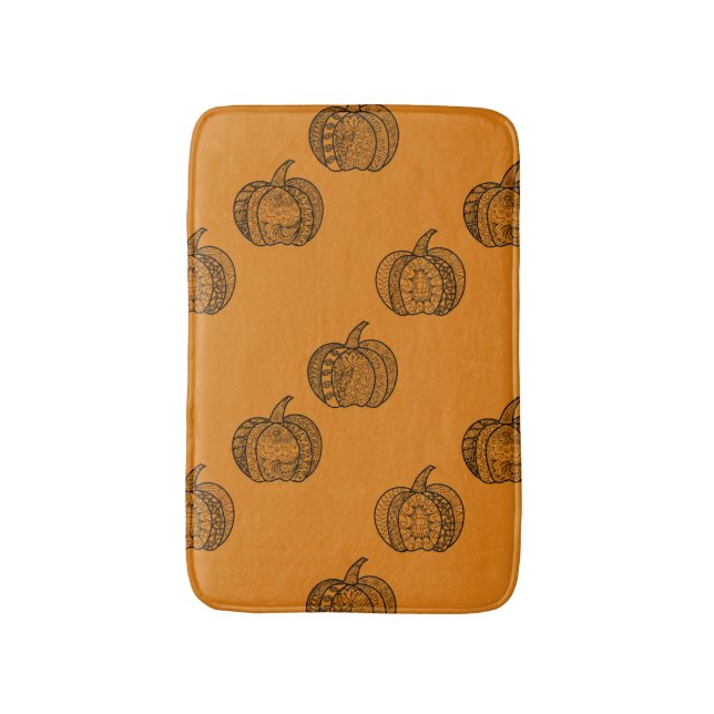 Halloween doodles boho mandala pumpkins Autumn Bath Mat (Front Vertical)