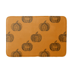 Halloween doodles boho mandala pumpkins Autumn Bath Mat