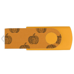 Halloween doodles boho mandala pumpkins Autumn Flash Drive