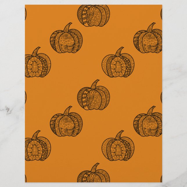 Halloween doodles boho mandala pumpkins Autumn Letterhead (Front)