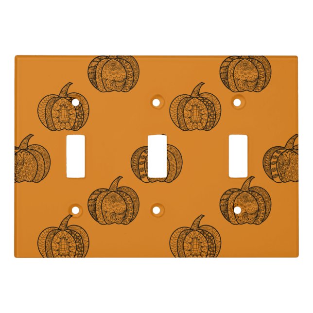 Halloween doodles boho mandala pumpkins Autumn Light Switch Cover (Front)