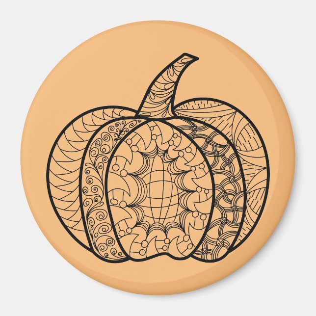 Halloween doodles boho mandala pumpkins Autumn Magnet (Front)