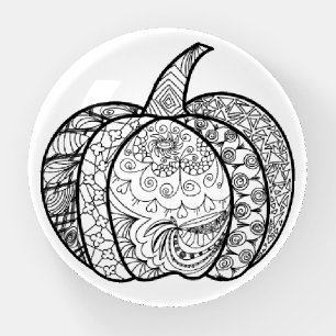 Halloween doodles boho mandala pumpkins Autumn Paperweight