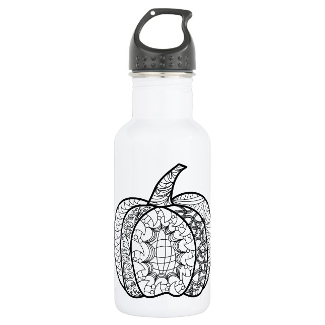 Halloween doodles boho mandala pumpkins Autumn Stainless Steel Water Bottle (Front)