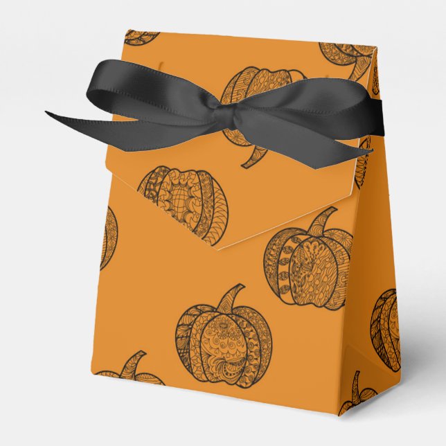 Halloween doodles boho zentangles pumpkins Autumn Favor Boxes (Front Side)