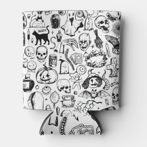Halloween Doodles Collection Vintage Style Can Cooler