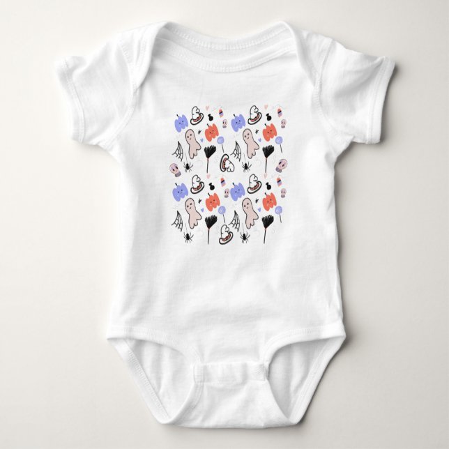 Halloween Doodles Hand Drawn Fun Baby Bodysuit (Front)