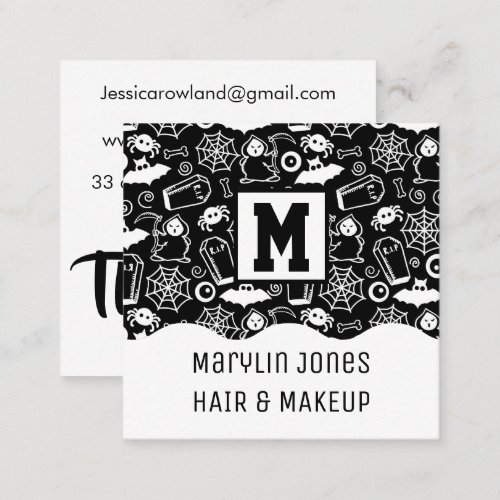 HALLOWEEN DOODLES PATTERNS SQUARE BUSINESS CARD