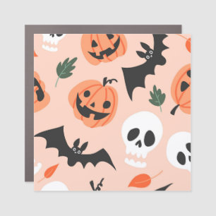 Halloween doodles, pumpkins, bats pattern. car magnet