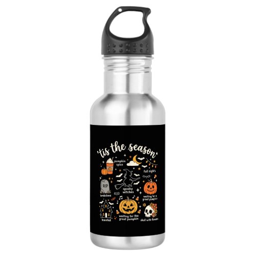 Halloween Doodles Tis the Season Witch Design Stainless Steel Water Bottle