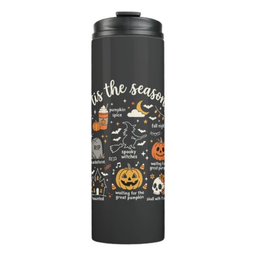 Halloween Doodles Tis the Season Witch Design Thermal Tumbler