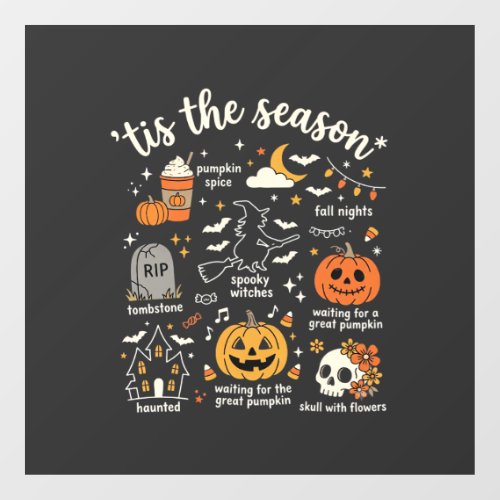 Halloween Doodles Tis the Season Witch Design Window Cling