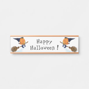 Halloween Door Sign Witch Pumpkin Flying Fun
