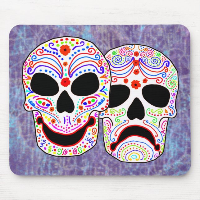Halloween DOTD Comedy-Tragedy Skulls Mouse Pad (Front)