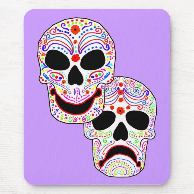 Halloween DOTD Comedy-Tragedy Skulls Mouse Pad (Front)