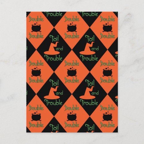 Halloween Double Double Toil and Trouble Postcard