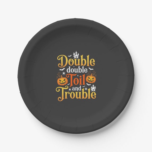 Halloween Double Double Toil and Trouble Witch Paper Plates (Front)
