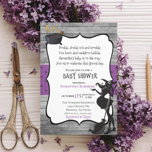 Halloween Double Double  Witch Baby Shower Invitation