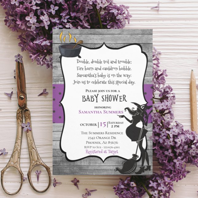 Halloween Double Double  Witch Baby Shower Invitation (Creator Uploaded)