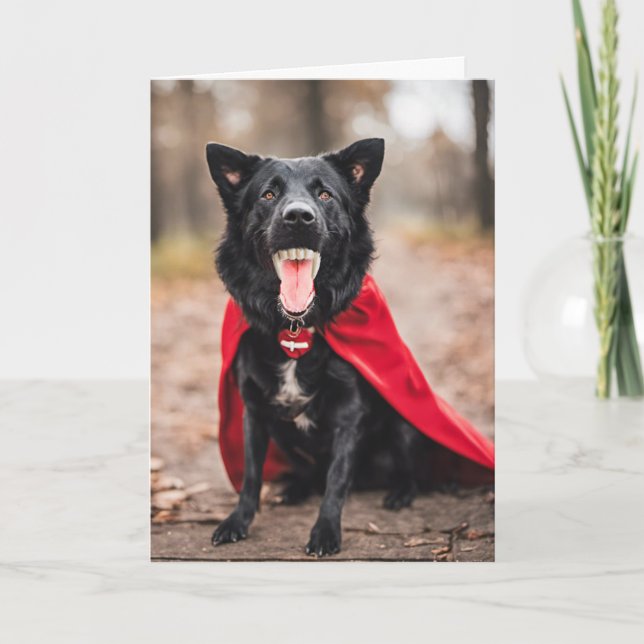 Halloween Dracula Dog Holiday Card (Front)