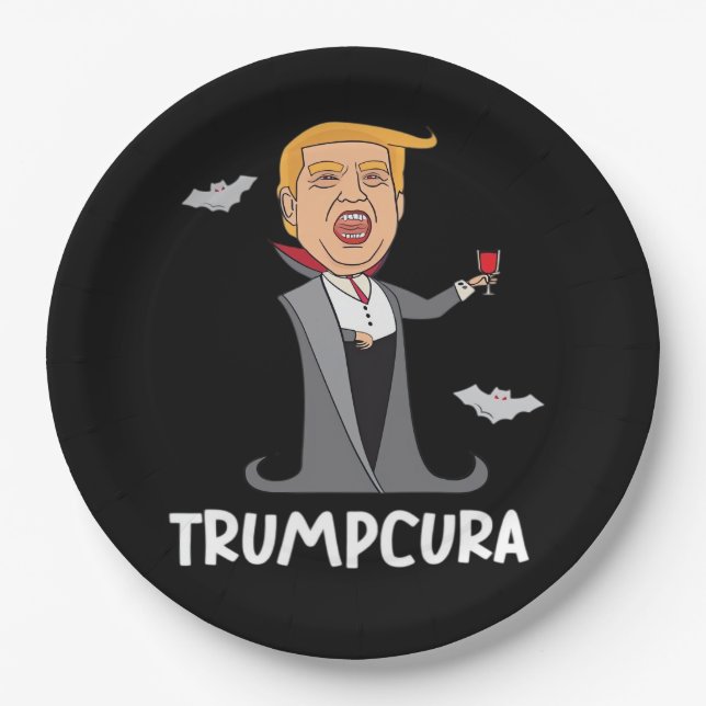 Halloween Dracula  Funny Classic Paper Plates (Front)
