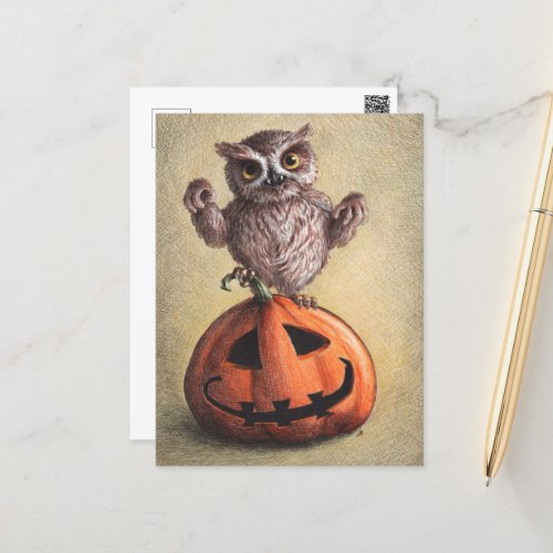 Halloween Dracula Owl Postcard