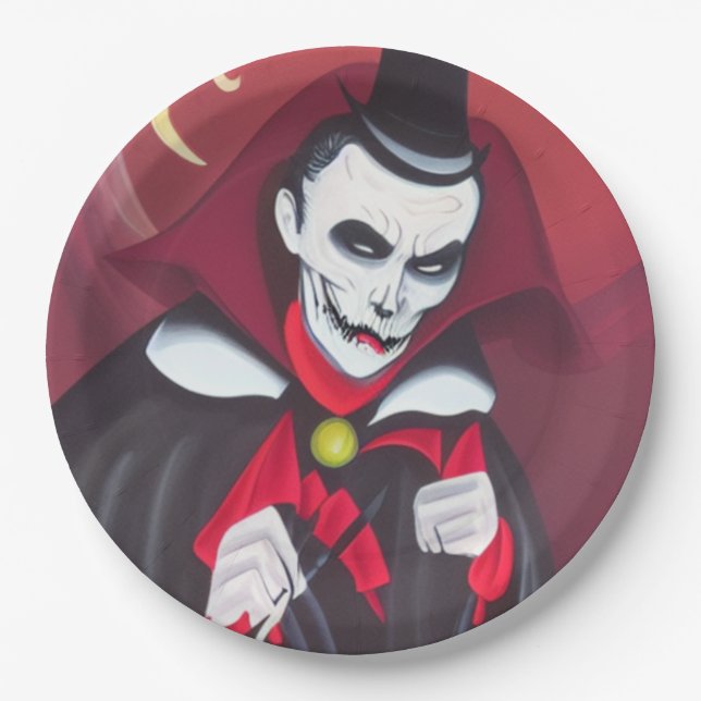 Halloween Dracula Paper Plates (Front)