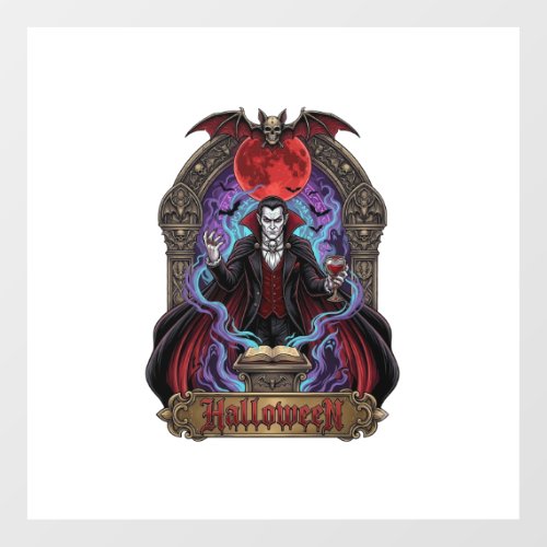 Halloween Dracula Red Moon Bats Skull_1 Floor Decals