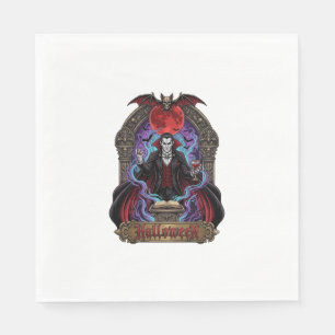 Halloween Dracula Red Moon Bats Skull_1 Napkins