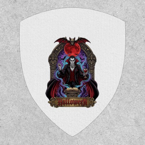 Halloween Dracula Red Moon Bats Skull_1 Patch
