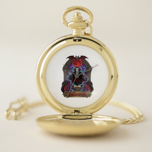 Halloween Dracula Red Moon Bats Skull_1 Pocket Watch