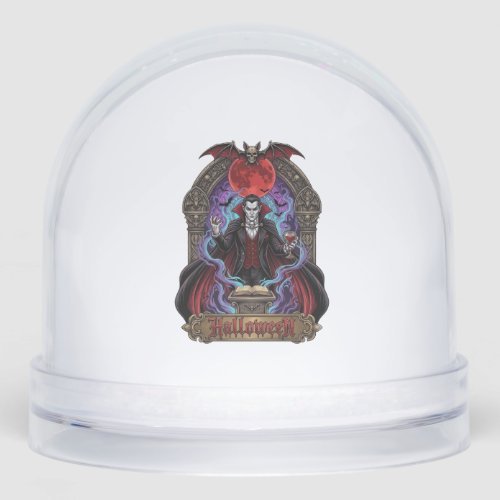 Halloween Dracula Red Moon Bats Skull_1 Snow Globe