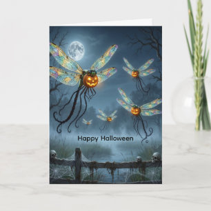 Halloween Dragonfly Pumpkin Card