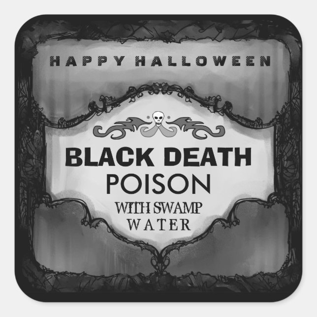 Halloween Drink Label - Gray & Black Large Square (Front)