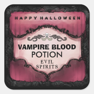 Halloween Drink Label - Red & Black Large Square
