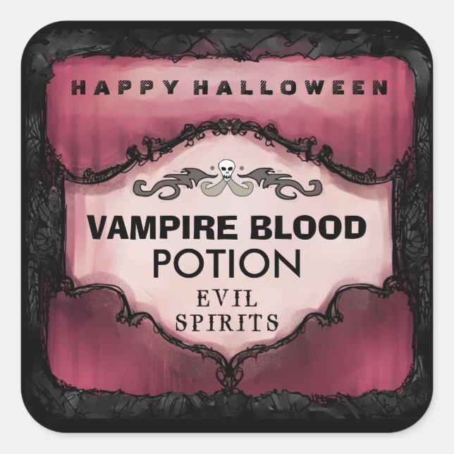 Halloween Drink Label - Red & Black Large Square (Front)