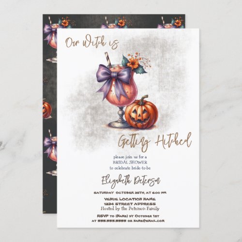 Halloween Drink Pumpkin Bridal Shower Invitation